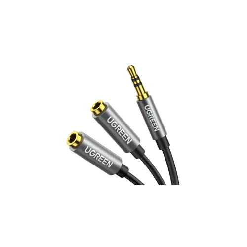 Kabel UGREEN, 3.5mm (M) na 2x 3.5mm (Ž), sivi, 20cm