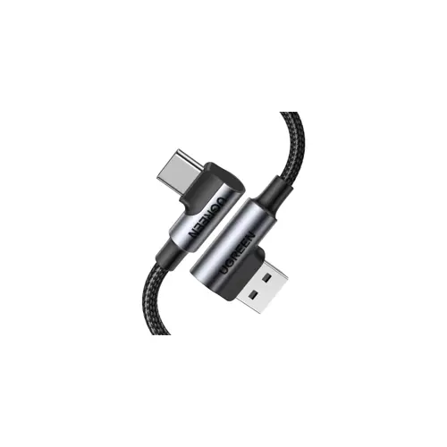 Kabel UGREEN, USB-C (M) na USB 2.0 A (M), 3A, kutni 90°, crni, 1m