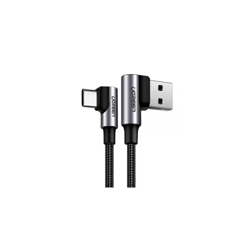 Kabel UGREEN, USB-C (M) na USB 2.0 A (M), 3A, kutni 90°, crni, 2m