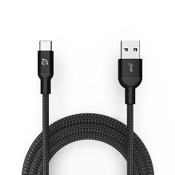 Kabel za mobitel ADAM M100+, Type-C na USB-A, 1M, pleteni crni