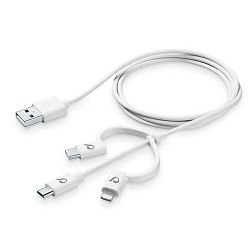 Kabel za mobitel CELLULARLINE + 3u1 adapter (lightning, USB-C, Micro-USB)