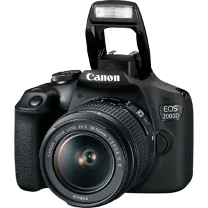 Kamera CANON EOS 2000D (senzor 22,3 mm x 14,9 mm CMOS, 24,7 megapiksela, zaslon 7,5 cm TFT LCD, ISO 100 – 6400)