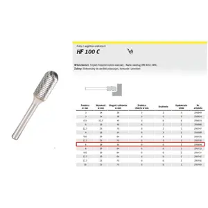 K.CUTTER WITH SINTERED CARBON.HF 100 C /6mm/694 CYLINDER-BALL FI=6,0x18mm,SHANK 6mm,TYPE WRC