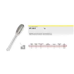 K.CUTTER WITH SINTERED COAL.HF 100 E /8mm/909 ELLIPSE FI=8,0x15mm,SHANK 6mm,TYPE TRE