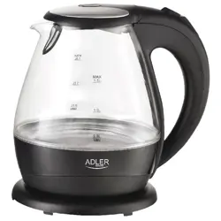 Kettle | Adler | Kettle | AD 1224 | Standard | 2000 W | 1.5 L | Glass | 360° rotational base | Black