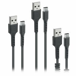 Komplet 3 kabela SBS USB-A - Type C 2.0, 0.5m, 1m i 2m crni