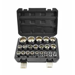 Komplet utičnica AWTOOLS, SPLINE SOCKET SET 21pcs. 12-ANGLE. BLACK LINE (21 komada, 12-kutni, crna linija)