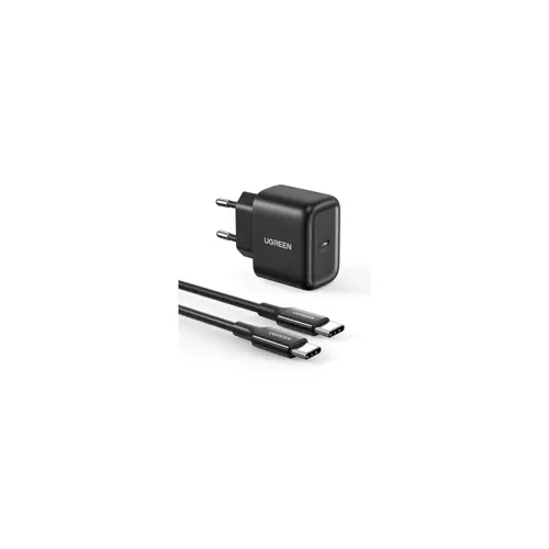 Kućni punjač UGREEN, 25W, USB-C PD + kabel C-C, crni, 2m