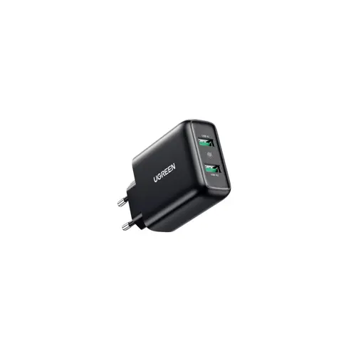 Kućni punjač UGREEN, 36W, Dual USB-A QC 3.0, crni