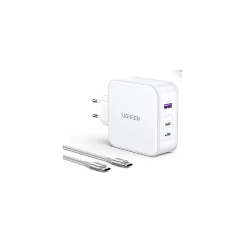 Kućni punjač UGREEN Nexode, 140W, 3-Port PD GaN Fast Charger EU, bijeli