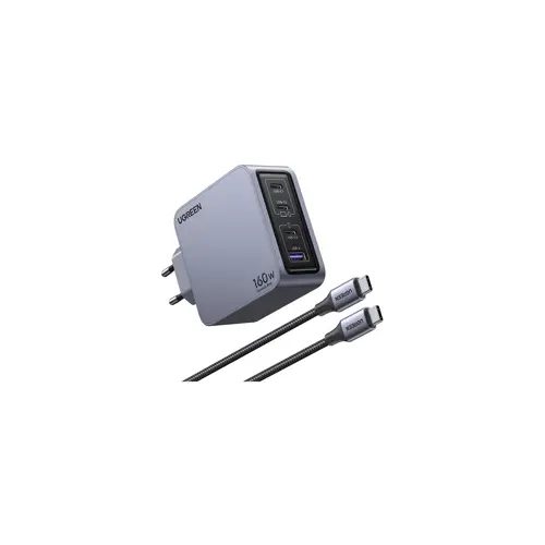 Kućni punjač UGREEN Nexode Pro, 160W, 3x USB-C, USB-A, USB-C kabel, GaN, sivi