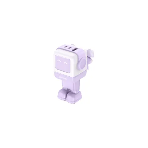 Kućni punjač UGREEN Robot, 65W, 2x USB-C, USB-A, GaN, ljubičasti