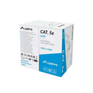 LAN CABLE UTP CAT.5E 100M CU WIRE GRAY FLUKE PASSED LANBERG