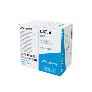 LAN CABLE UTP CAT.6 100M CU WIRE GRAY CPR + FLUKE PASSED LANBERG