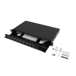 LANBERG 12XSC DUPLEX / 12XLC QUAD RACK 19" 1U FIBER OPTIC DISTRIBUTION FRAME BLACK + ACCESSORIES