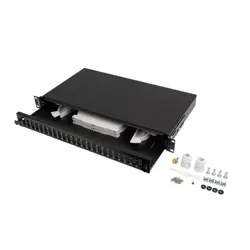 LANBERG 24XSC DUPLEX / 24XLC QUAD RACK 19" 1U FIBER OPTIC DISTRIBUTION FRAME BLACK + ACCESSORIES