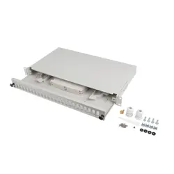 LANBERG 24XSC DUPLEX / 24XLC QUAD RACK 19" 1U FIBER OPTIC DISTRIBUTION FRAME GRAY + ACCESSORIES