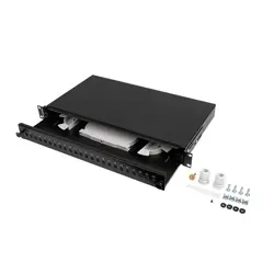 LANBERG 24XST / 24XFC D-HOLE RACK 19" 1U FIBER OPTIC DISTRIBUTION FRAME BLACK + ACCESSORIES