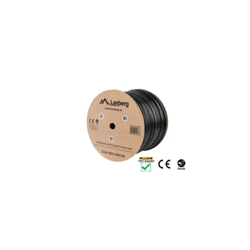 Mrežni kabel LANBERG LCU6-30CU-0305-BK (Crni, 305 m, Cat.6 U/UTP, za vanjsku upotrebu)