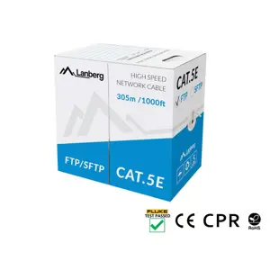 Lanberg Verlegekabel Cat. 5E FTP 305m grau, Kupfer, CPR, Flu