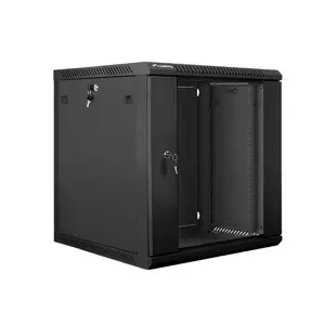 Lanberg wall-mounted installation rack cabinet 19'' 12U 600x600mm black (glass door)