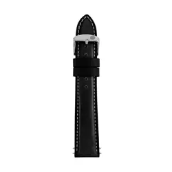 Leather strap for Zeppelin watch, black, 20 mm