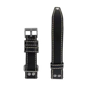 Leather strap Zeppelin Eurofighter, black 22 mm