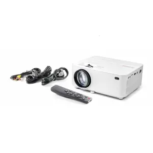 LED projector + Technaxx 50W remote control, built-in speaker (white)