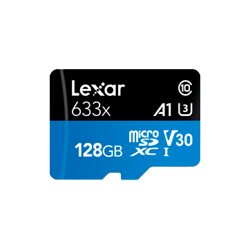 Lexar® 128GB High-Performance 633x microSDXC™ UHS-I with SD adapter, up to 100MB/s read 45MB/s write C10 A1 V30 U3, EAN: 843367119707