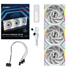 Lian Li UNI FAN SL Wireless LCD Fan, ARGB, PWM, 3-Pack incl. Controller - Reverse Blade, 120 mm, white