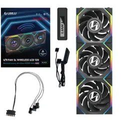 Lian Li UNI FAN SL Wireless LCD Fan, ARGB, PWM, 3-Pack incl. Controller - Reverse Blade, 120 mm, black