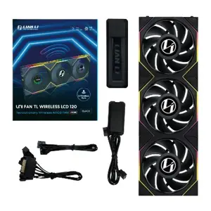Lian Li UNI FAN TL Wireless LCD Fan, ARGB, PWM, 3-Pack incl. Controller - 120 mm, black