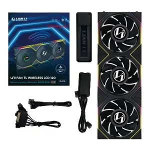 Lian Li UNI FAN TL Wireless LCD Fan, ARGB, PWM, 3-Pack incl. Controller - Reverse Blade, 120mm, black