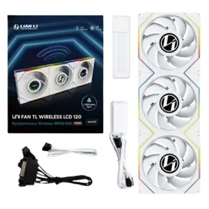 Lian Li UNI FAN TL Wireless LCD Fan, ARGB, PWM, 3-pack with Controller - 120 mm, White
