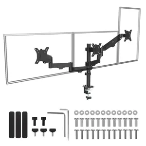 Maclean 3 monitor mount, gas spring, 17"-27", 2-8kg, black, MC-137