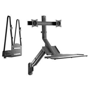 Maclean Dual Monitor Wall Mount and Keyboard, Gas Spring with Computer Mount, for 17"~27" Monitors, MC-633 for P