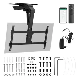 Maclean electric TV mount, ceiling mount, Tuya support, max. VESA 800x400, reg. in pos. +90°~-90°, for TV 43-86", max. 45kg, MC-109 T