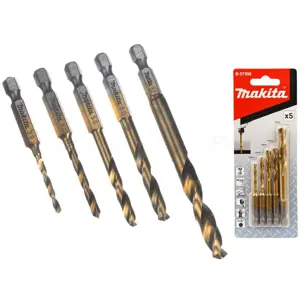 MAKITA HSS-TIN METAL DRILL BIT SET 1/4" HEX /5pcs.