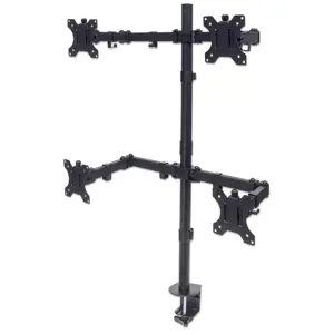 Manhattan Quad Desk Mount for TV & Monitors, For screens 10" to 27", Stand or Clamp Assembly, VESA compatability: 75x75 and 100x100mm - check the dimensions of the four mounting holes on back of scree