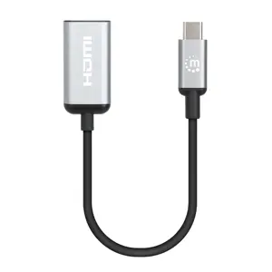 Manhattan USB-C to HDMI Cable, 4K@60Hz, 5 Gbps (USB 3.2 Gen1 aka USB 3.0), 15cm, Black, Male to Male, Three Year Warranty, Polybag