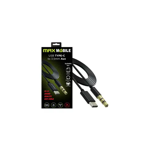 MAXMOBILE ADAPTER TYPE C - AUX -3.5mm, crni 1m