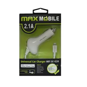 MAXMOBILE AUTO PUNJAČ IPHONE 5/6/7/8/X/11/12  SC-020 2.1A MFI Apple bijeli