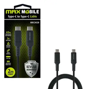 MAXMOBILE DATA KABEL TYPE C-TYPE C UDC3028 KEVLAR crna QC 3A 2m