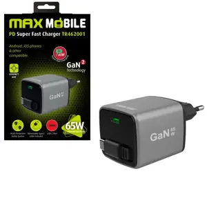 MAXMOBILE KUĆNI PUNJAČ PD SUPER FAST CHARGE TR462001 ,2xTypeC, GaN2,65W