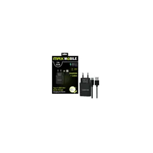 MAXMOBILE KUĆNI PUNJAČ SET 2U1 QC 3.0 QUICK CHARGE USB+ TYPE C, 3A,18W crni