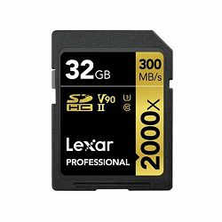 Memorijska kartica LEXAR 32GB Professional 2000x SDHC™ UHS-II cards, up to 300MB/s read 260MB/s write C10 V90 U3