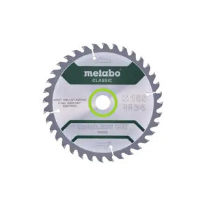 METABO CIRCULAR SAW BLADE HW/CT 165x20x36Z CORDLESS CUT WOOD CLASSIC