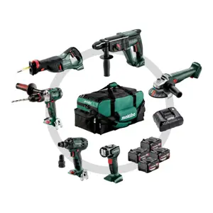 METABO ZESTAW COMBO 18V 6.1 (SB18LTX +SSW18LTX300BL +KH18LTX24 +W18L9-125QUICK +SSEP18LT +ULA) 4x4,0Ah TORBA