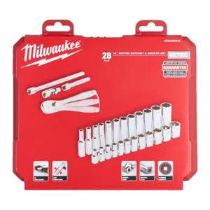 MILWAUKEE SOCKET SET 28 pcs. 1/4" RATCHET