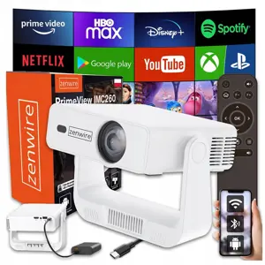 Mini Projektor Przenośny Rzutnik Android 14 WiFi 360 Full HD 4K do Telefonu Zenwire IMC260